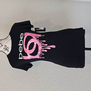 Bebe -Black Pink Drip Fitted Graphic tee